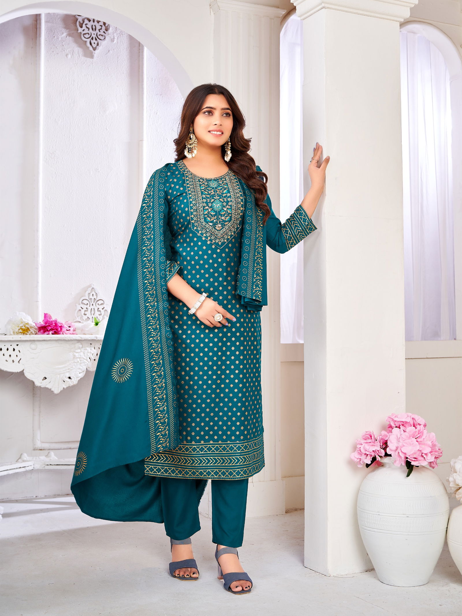 Ankita Vol 2 By Krishna Rayon Foil Printed Kurti With Bottom Dupatta Wholesale Online
